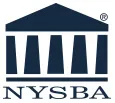 Logo of the New York State Bar Association featuring a stylized courthouse with columns and the acronym "NYSBA" below.
